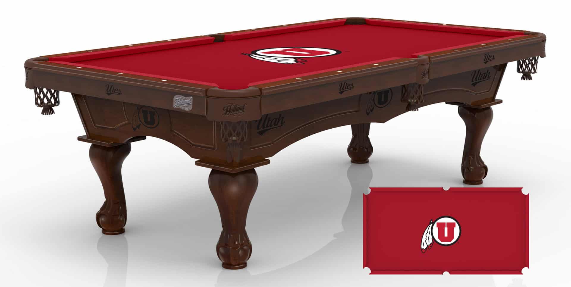 University of Utah Pool Table with Navajo Finish and Claw Leg 1 University of Utah Pool Table with Navajo Finish and Claw Leg