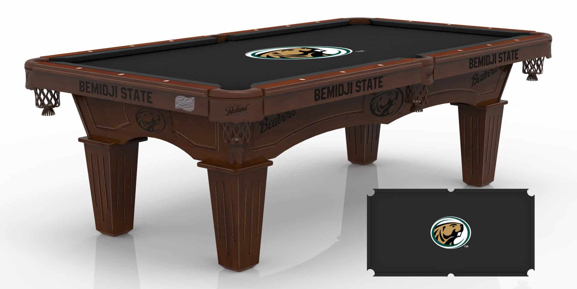 Bemidji State University Pool Table with Navajo Finish and Tapered Leg 1 Bemidji State University Pool Table with Navajo Finish and Tapered Leg