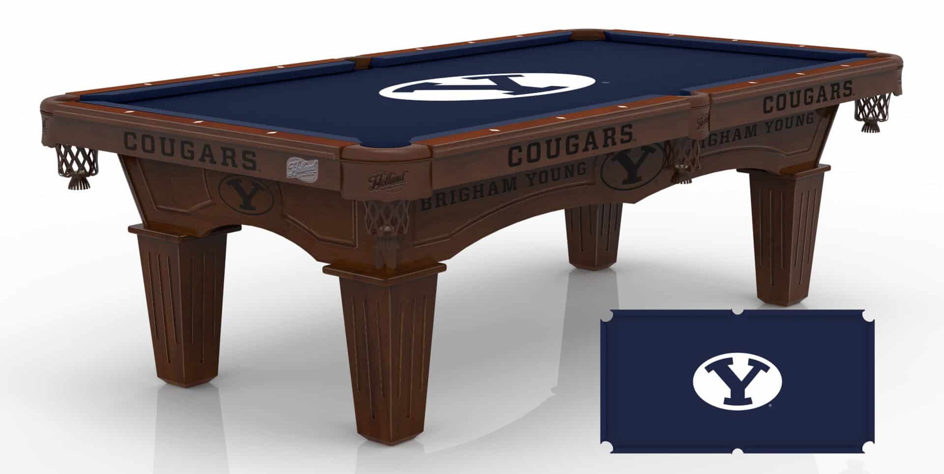 Brigham Young University Pool Table with Navajo Finish and Tapered Leg 1 Brigham Young University Pool Table with Navajo Finish and Tapered Leg