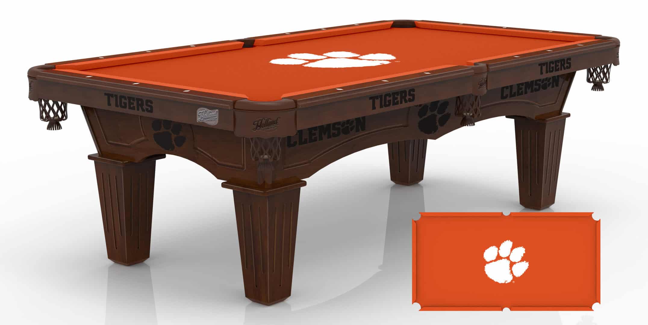 Clemson University Pool Table with Navajo Finish and Tapered Leg 11 Clemson University Pool Table with Navajo Finish and Tapered Leg