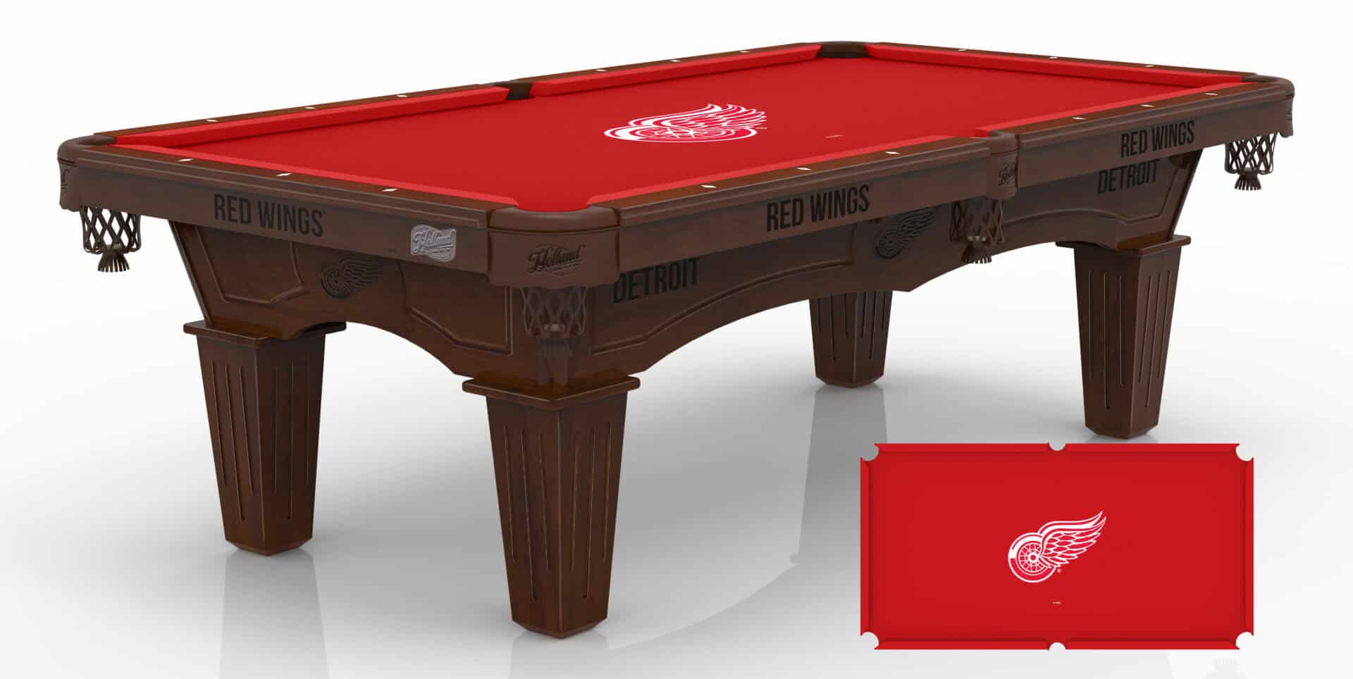 Detroit Red Wings Pool Table with Navajo Finish and Tapered Leg 1 Detroit Red Wings Pool Table with Navajo Finish and Tapered Leg