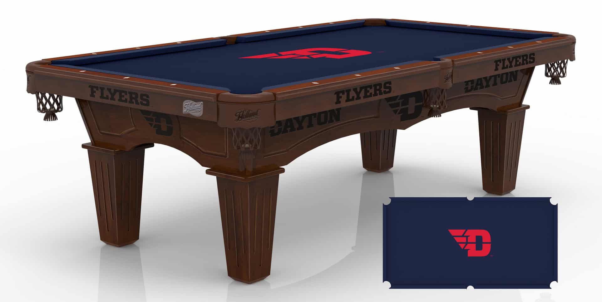 University of Dayton Pool Table with Navajo Finish and Tapered Leg 1 University of Dayton Pool Table with Navajo Finish and Tapered Leg