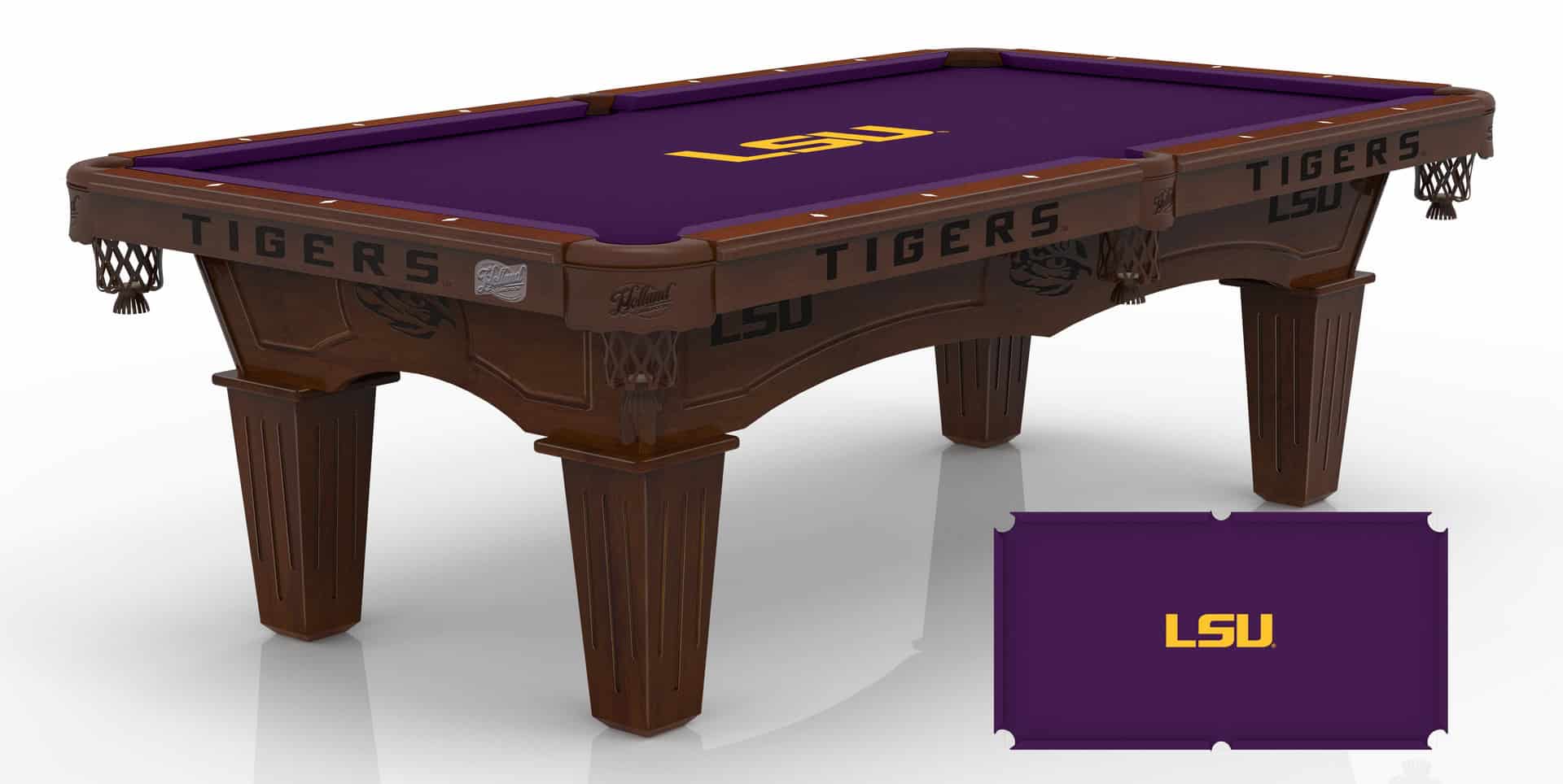 Louisiana State University Pool Table with Navajo Finish and Tapered Leg 1 Louisiana State University Pool Table with Navajo Finish and Tapered Leg