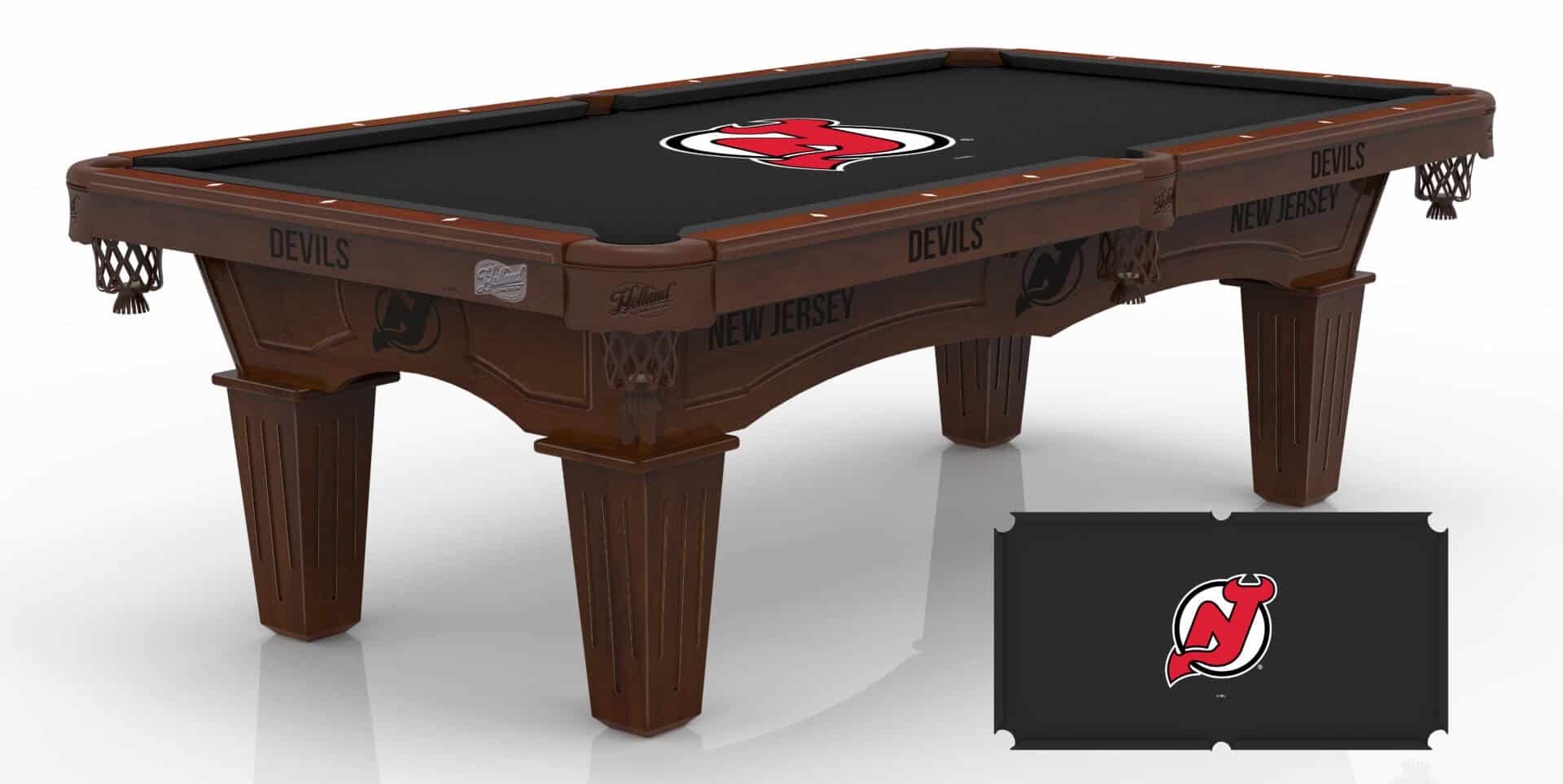 New Jersey Devils Pool Table with Navajo Finish and Tapered Leg 1 New Jersey Devils Pool Table with Navajo Finish and Tapered Leg
