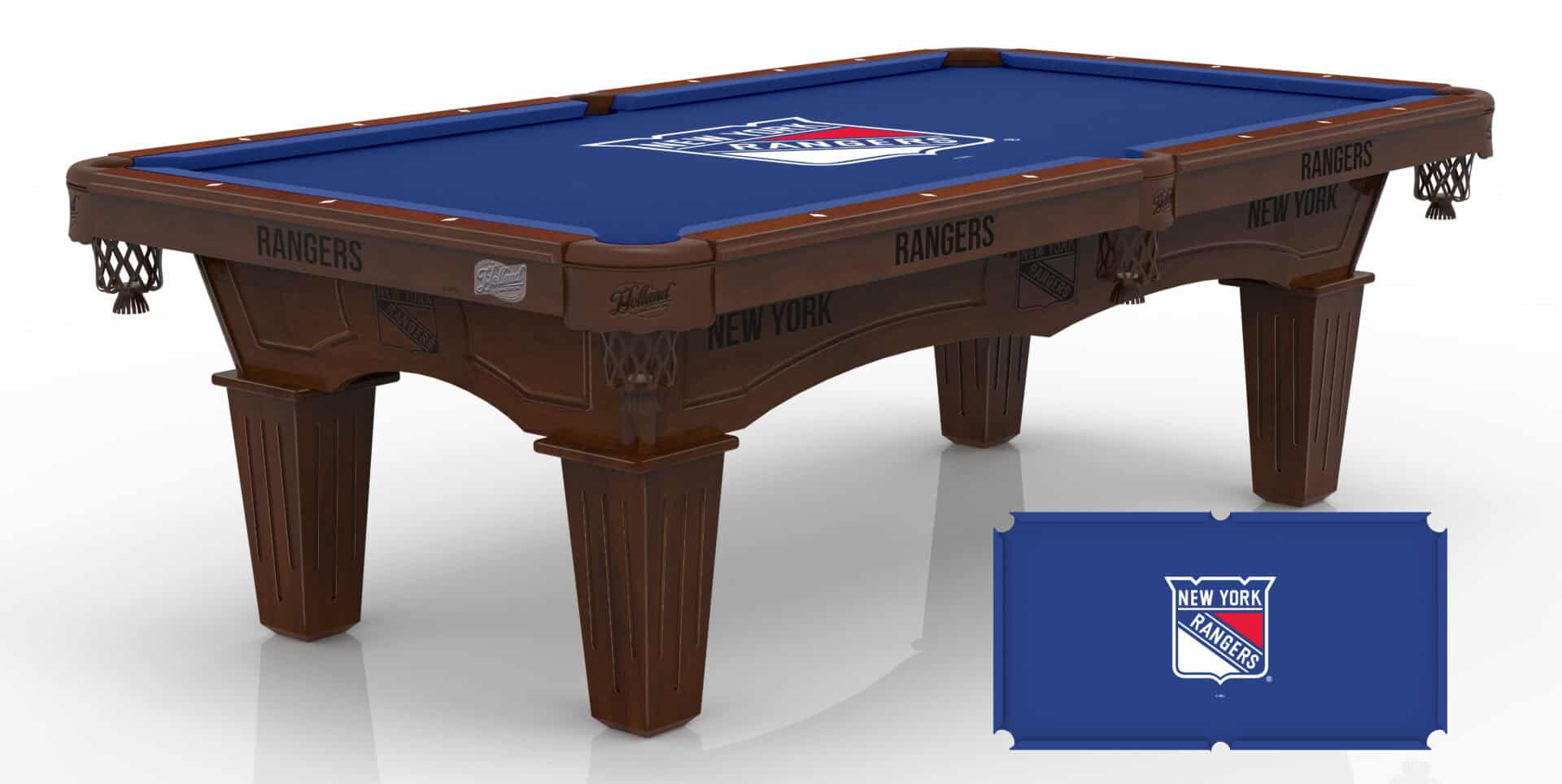 New York Rangers Pool Table with Navajo Finish and Tapered Leg 1 New York Rangers Pool Table with Navajo Finish and Tapered Leg