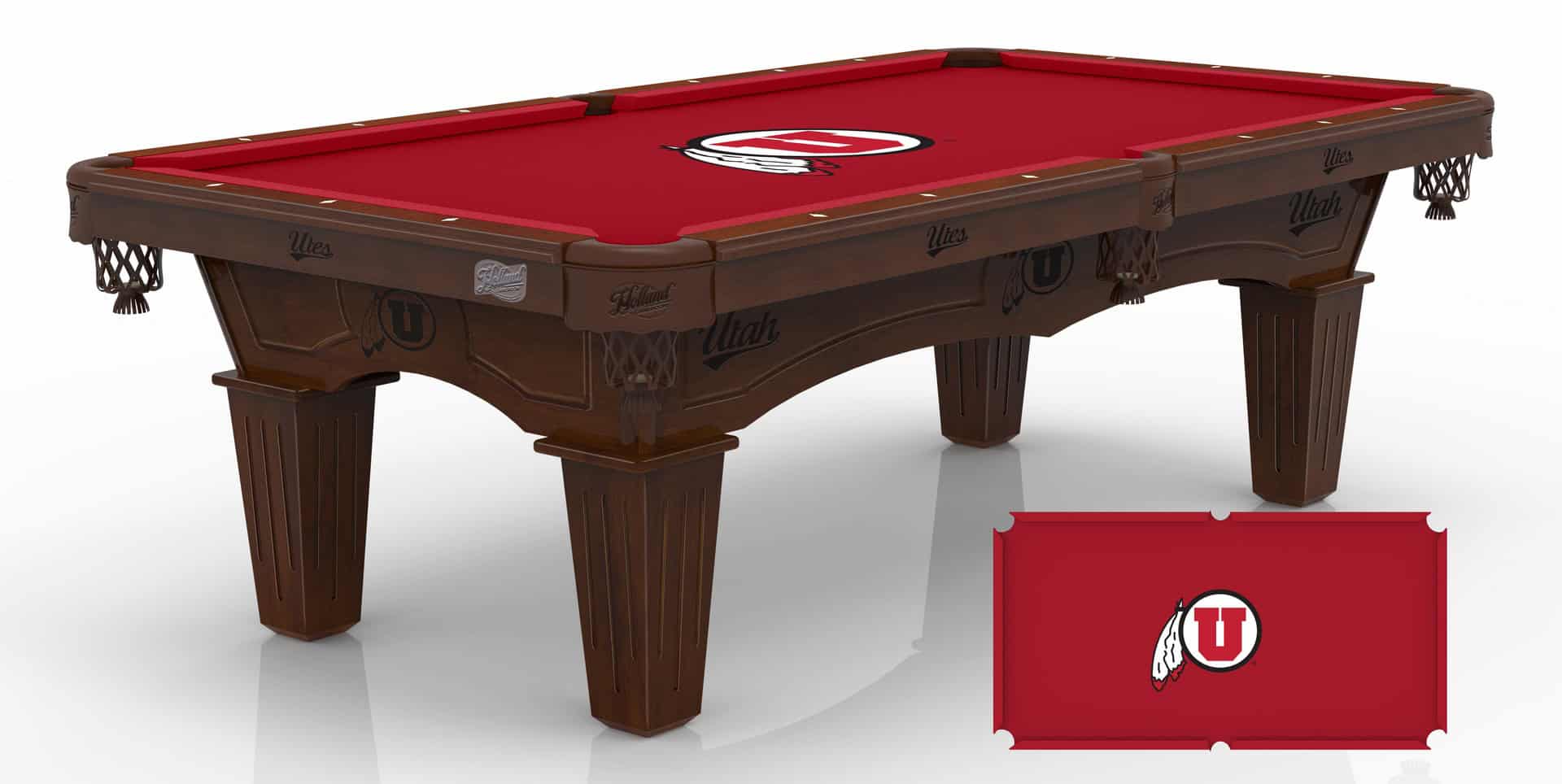 University of Utah Pool Table with Navajo Finish and Tapered Leg 1 University of Utah Pool Table with Navajo Finish and Tapered Leg