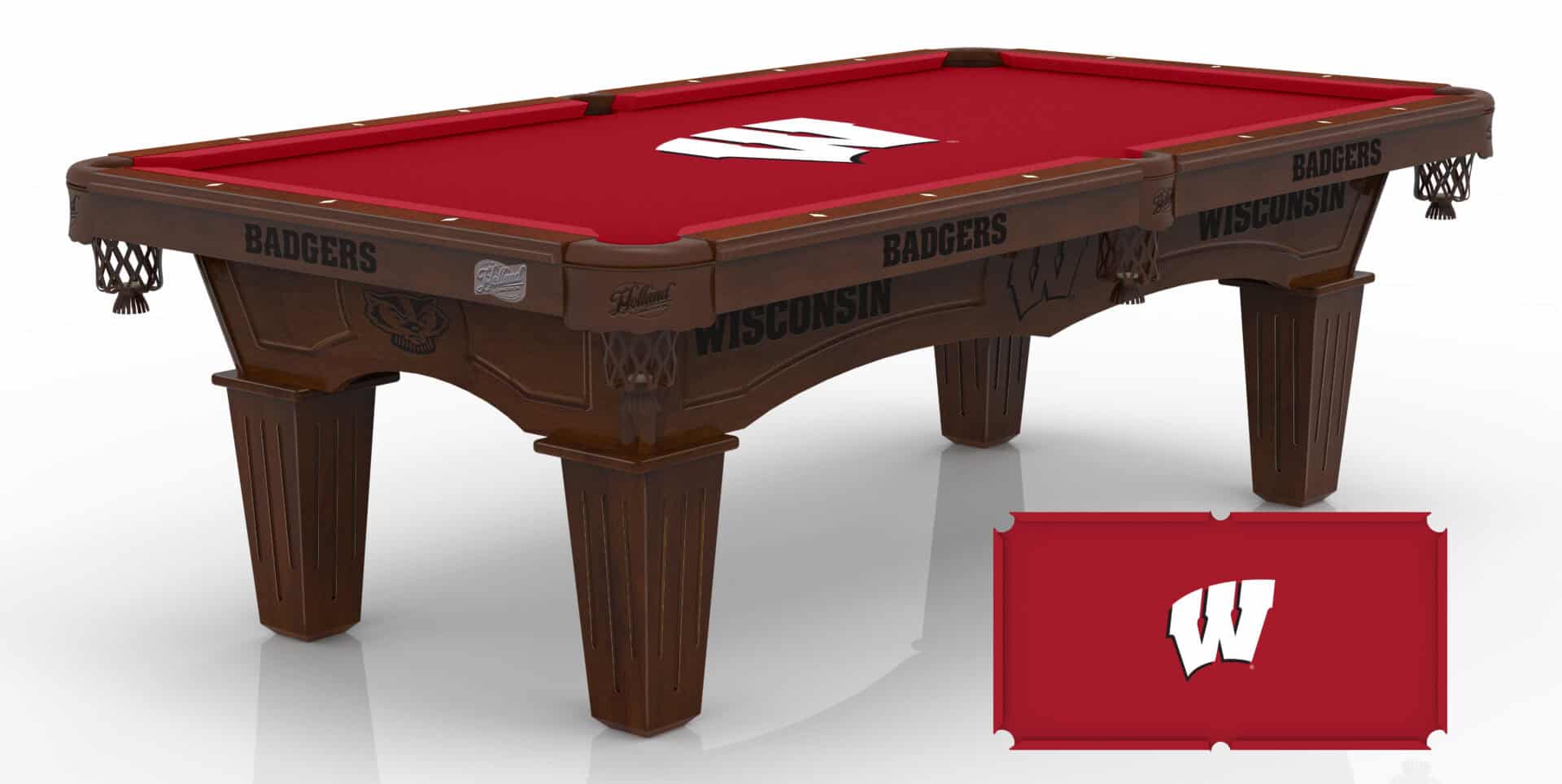 University of Wisconsin Pool Table with Navajo Finish and Tapered Leg 1 University of Wisconsin Pool Table with Navajo Finish and Tapered Leg