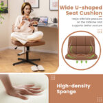 PU Leather Cross-Legged Office Chair with Oversized U-Shaped Seat