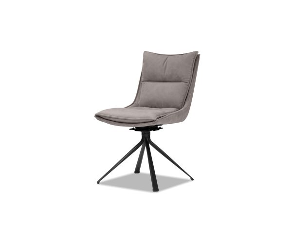 PUCCINI Rhino Ultra Suede Swivel Dining Chair Black Steel 7