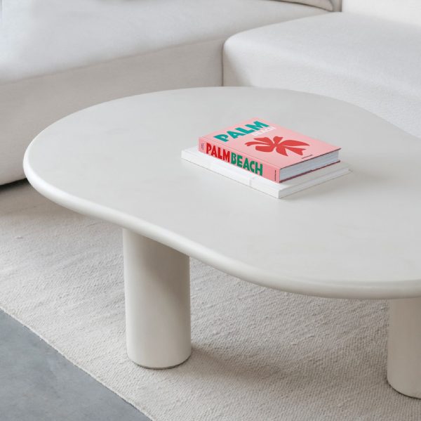PUDDLE Ivory MicroSkin Indoor Outdoor Coffee Table 1