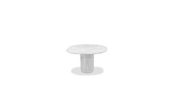 PUDDLE Low Grey Travertine Marble End Table