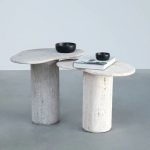 PUDDLE Tall Grey Travertine Marble End Table 4 PUDDLE Tall Grey Travertine Marble End Table