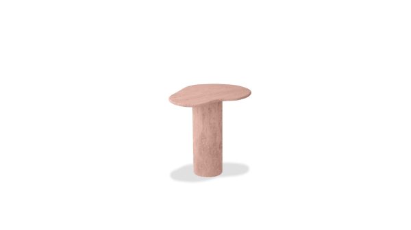 PUDDLE Tall Rosso Travertine Marble End Table