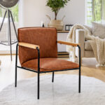 PU Leather Ergonomic Accent Chair with Sturdy Rubber Wood Arms 8 PU Leather Ergonomic Accent Chair with Sturdy Rubber Wood Arms