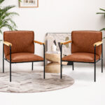 PU Leather Ergonomic Accent Chair with Sturdy Rubber Wood Arms 9 PU Leather Ergonomic Accent Chair with Sturdy Rubber Wood Arms