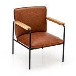 PU Leather Ergonomic Accent Chair with Sturdy Rubber Wood Arms 10 PU Leather Ergonomic Accent Chair with Sturdy Rubber Wood Arms