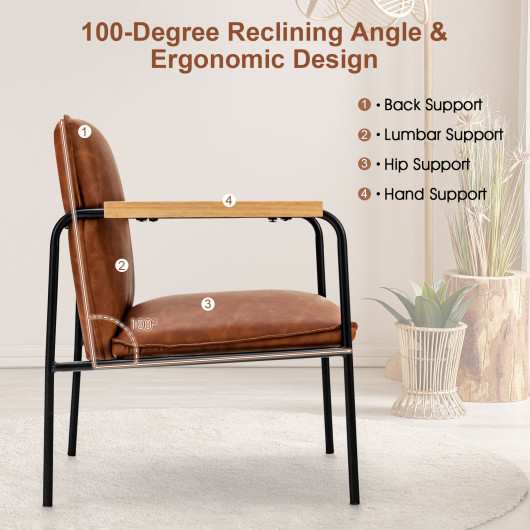 PU Leather Ergonomic Accent Chair with Sturdy Rubber Wood Arms 7 PU Leather Ergonomic Accent Chair with Sturdy Rubber Wood Arms - Image 7