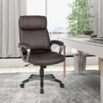 Ergonomic Swivel Office Chair with Lumbar Support and Wheels Brown
