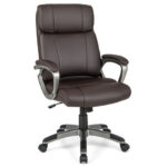 Ergonomic Swivel Office Chair with Lumbar Support and Wheels Brown