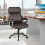Ergonomic Swivel Office Chair with Lumbar Support and Wheels Brown