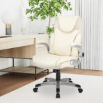 Ergonomic PU Leather Office Chair with Flip-up Armrests