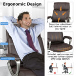 Ergonomic Swivel Office Chair with Lumbar Support and Wheels Brown