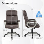 Ergonomic Swivel Office Chair with Lumbar Support and Wheels Brown