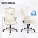 Ergonomic PU Leather Office Chair with Flip-up Armrests