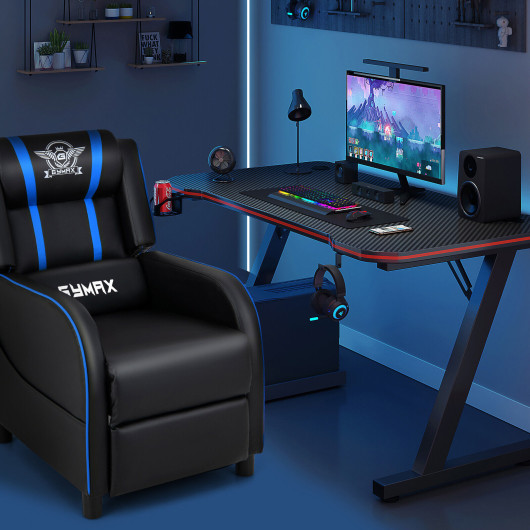 Blue PU Leather Massage Gaming Recliner Chair with Bluetooth Speakers 2 Blue PU Leather Massage Gaming Recliner Chair with Bluetooth Speakers - Image 2