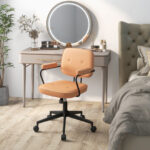 Ergonomic PU Leather Office Chair with Rocking Backrest Orange