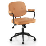 Ergonomic PU Leather Office Chair with Rocking Backrest Orange