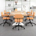 Ergonomic PU Leather Office Chair with Rocking Backrest Orange
