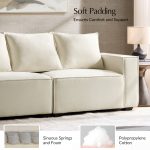 Paavo Beige Modern Boucle or Faux Leather Sofa 8 Paavo Beige Modern Boucle or Faux Leather Sofa