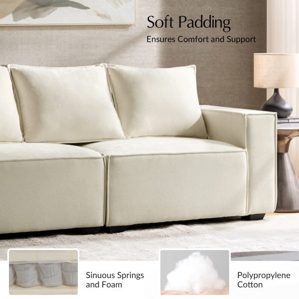 Paavo Beige Modern Boucle or Faux Leather Sofa 2