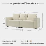 Paavo Beige Modern Boucle or Faux Leather Sofa 10 Paavo Beige Modern Boucle or Faux Leather Sofa