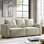 Paavo Ivory Modern Boucle or Faux Leather Sofa with Cushions 7 Paavo Ivory Modern Boucle or Faux Leather Sofa with Cushions