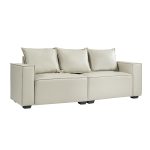 Paavo Ivory Modern Boucle or Faux Leather Sofa with Cushions 6 Paavo Ivory Modern Boucle or Faux Leather Sofa with Cushions