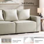 Paavo Ivory Modern Boucle or Faux Leather Sofa with Cushions 8 Paavo Ivory Modern Boucle or Faux Leather Sofa with Cushions