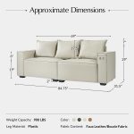 Paavo Ivory Modern Boucle or Faux Leather Sofa with Cushions 10 Paavo Ivory Modern Boucle or Faux Leather Sofa with Cushions