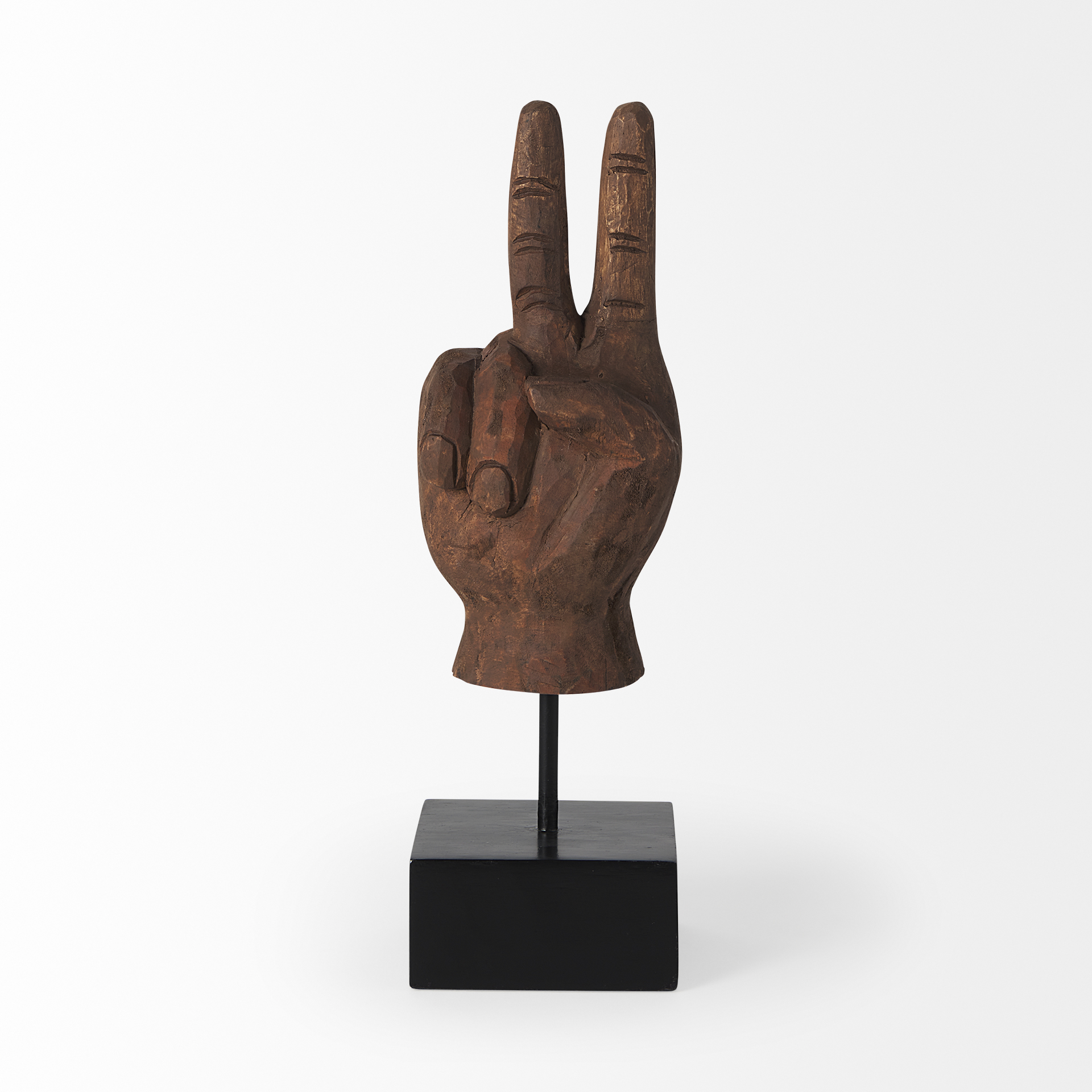 Pacem 4L x 4W Natural Wooden Carved Peace Sign Hand 5 Pacem 4L x 4W Natural Wooden Carved Peace Sign Hand - Image 5