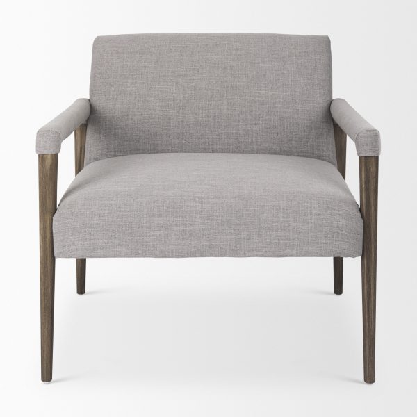 Palisades Gray Fabric w Brown Wood Frame Accent Chair 2