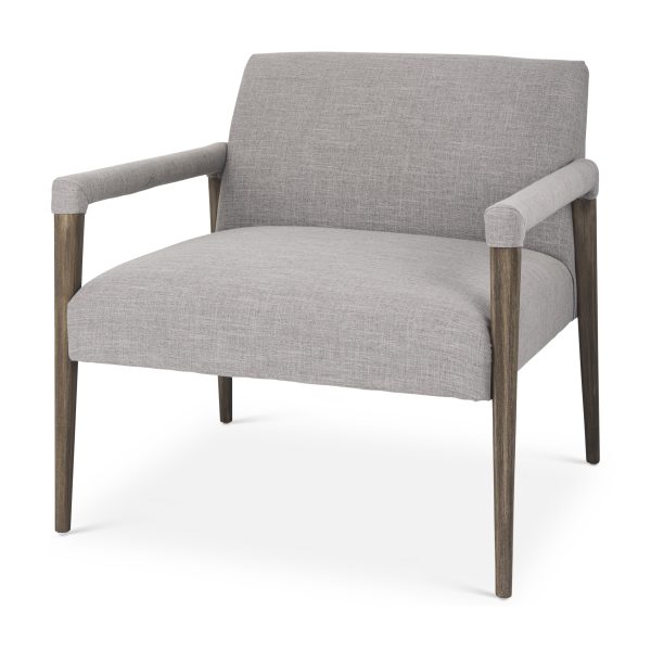 Palisades Gray Fabric w Brown Wood Frame Accent Chair
