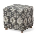 Pallu 18.75"H Dhurrie Cotton Cover w/Four Wooden Legs Ottoman