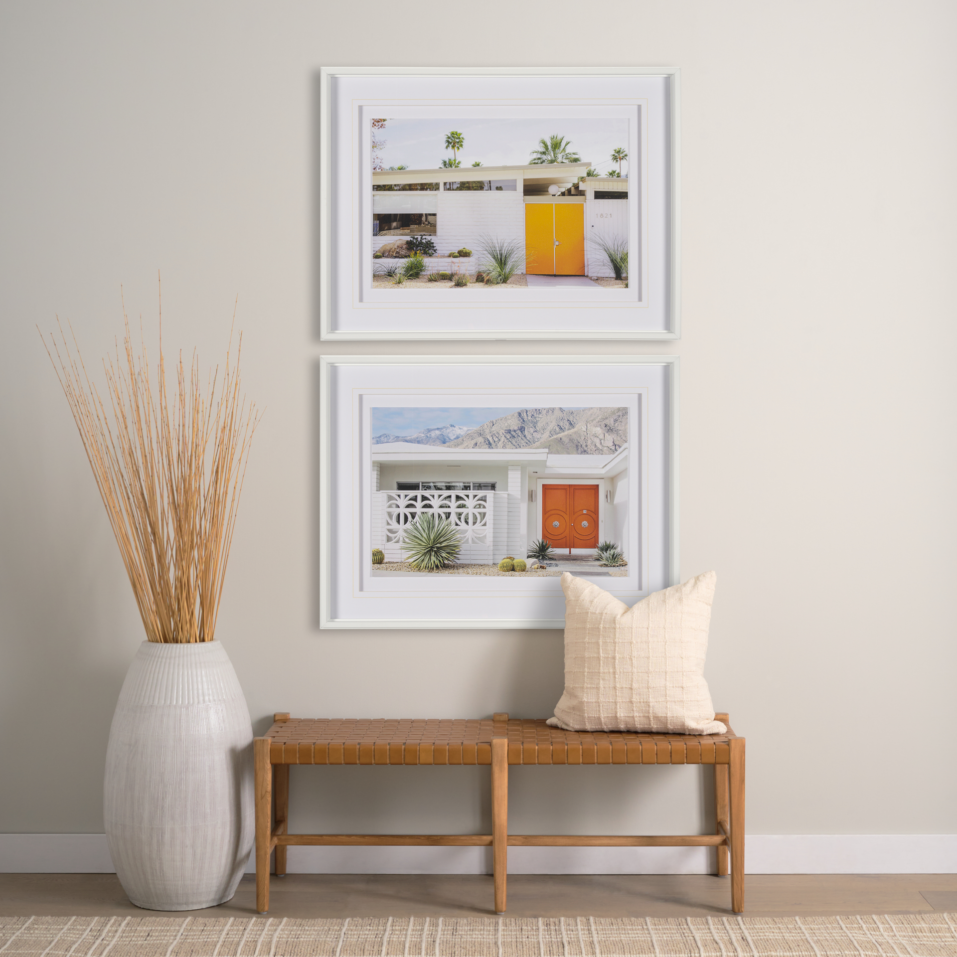 Palm Springs Villa Puerta Naranja Irene Suchocki Hand Embelished Framed Art Print Matted under Glass 2 Palm Springs Villa Puerta Naranja Irene Suchocki Hand Embelished Framed Art Print Matted under Glass - Image 2