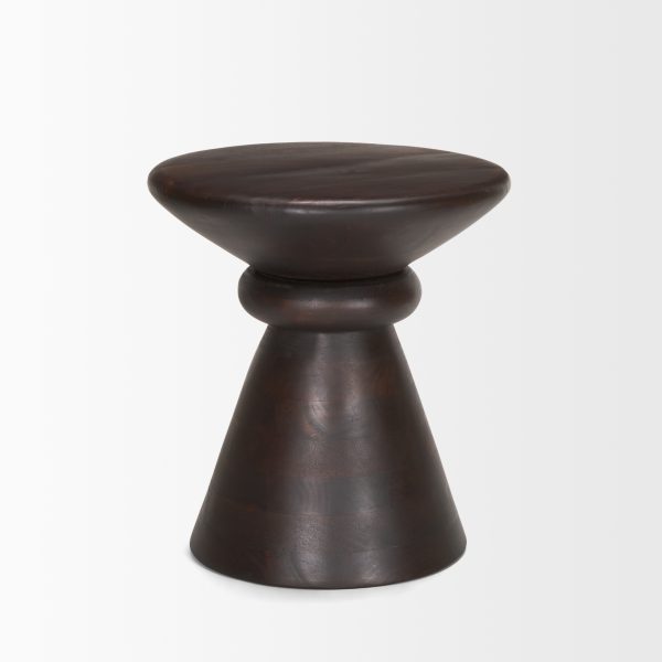 Palmera Dark Brown Wood Pedestal Accent Table 3