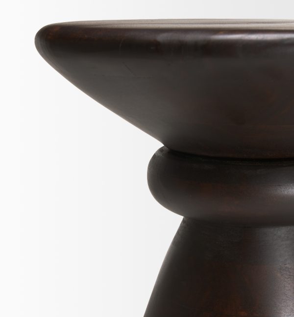 Palmera Dark Brown Wood Pedestal Accent Table 7