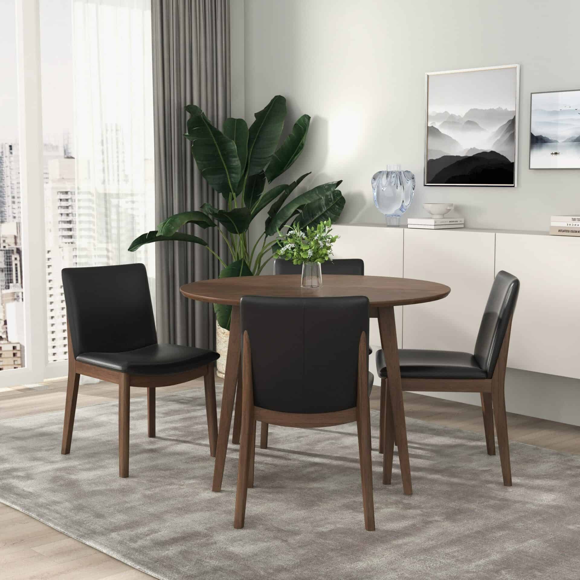 White Solid Wood Round Mid-Century Dining Table for Small Spaces 4 White Solid Wood Round Mid-Century Dining Table for Small Spaces - Image 4