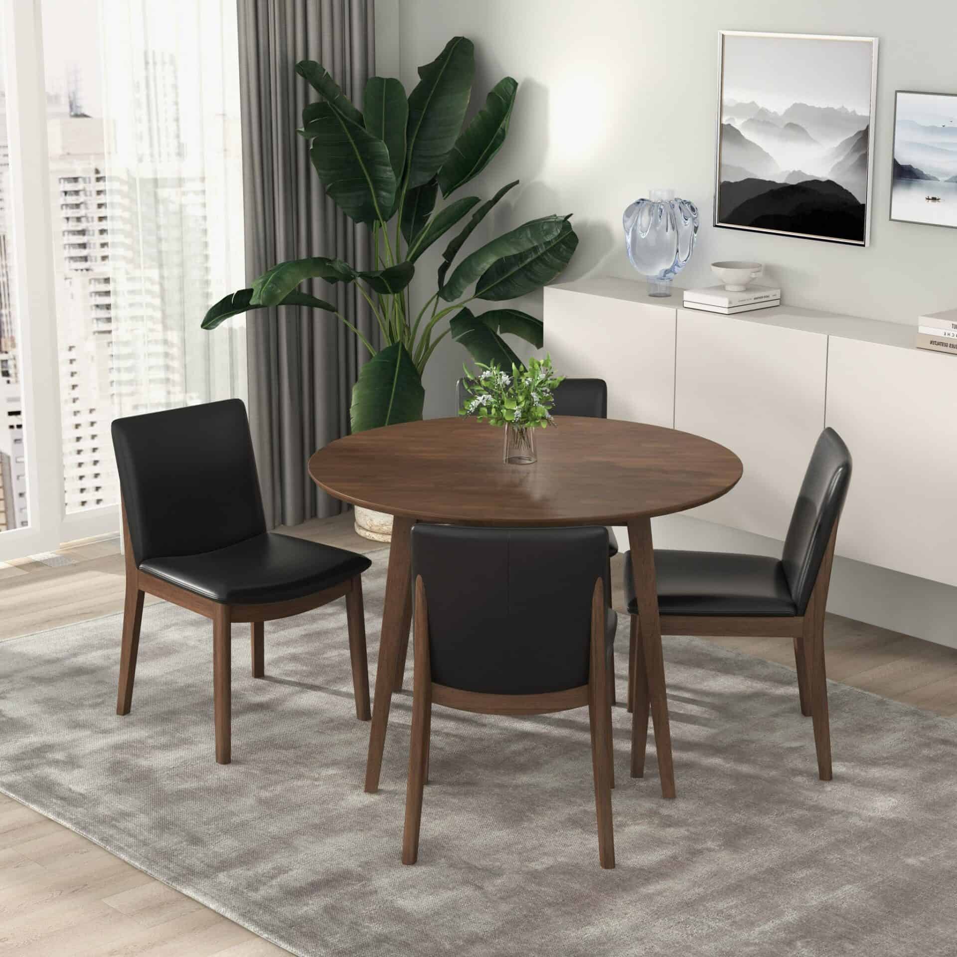 White Solid Wood Round Mid-Century Dining Table for Small Spaces 5 White Solid Wood Round Mid-Century Dining Table for Small Spaces - Image 5