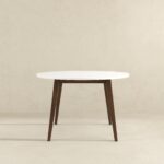 White Solid Wood Round Mid-Century Modern Dining Table 7 White Solid Wood Round Mid-Century Modern Dining Table