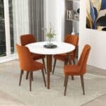 White Solid Wood Round Mid-Century Modern Dining Table 8 White Solid Wood Round Mid-Century Modern Dining Table